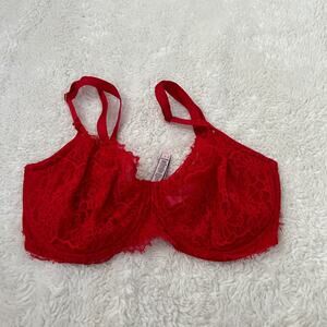 Victoria Secret Womens Underwire Bra Lace in Red Sexy Soft Lingerie Sz 36DDD